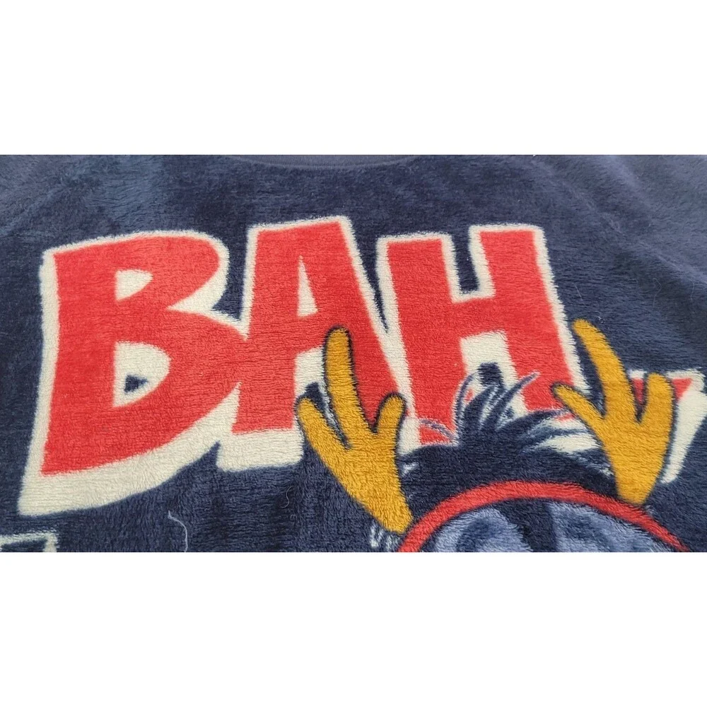 Disney Eeyore Bah Hum Bug Blue Plush Fleece Pajama Top Sleepwear Sweater L 12-14